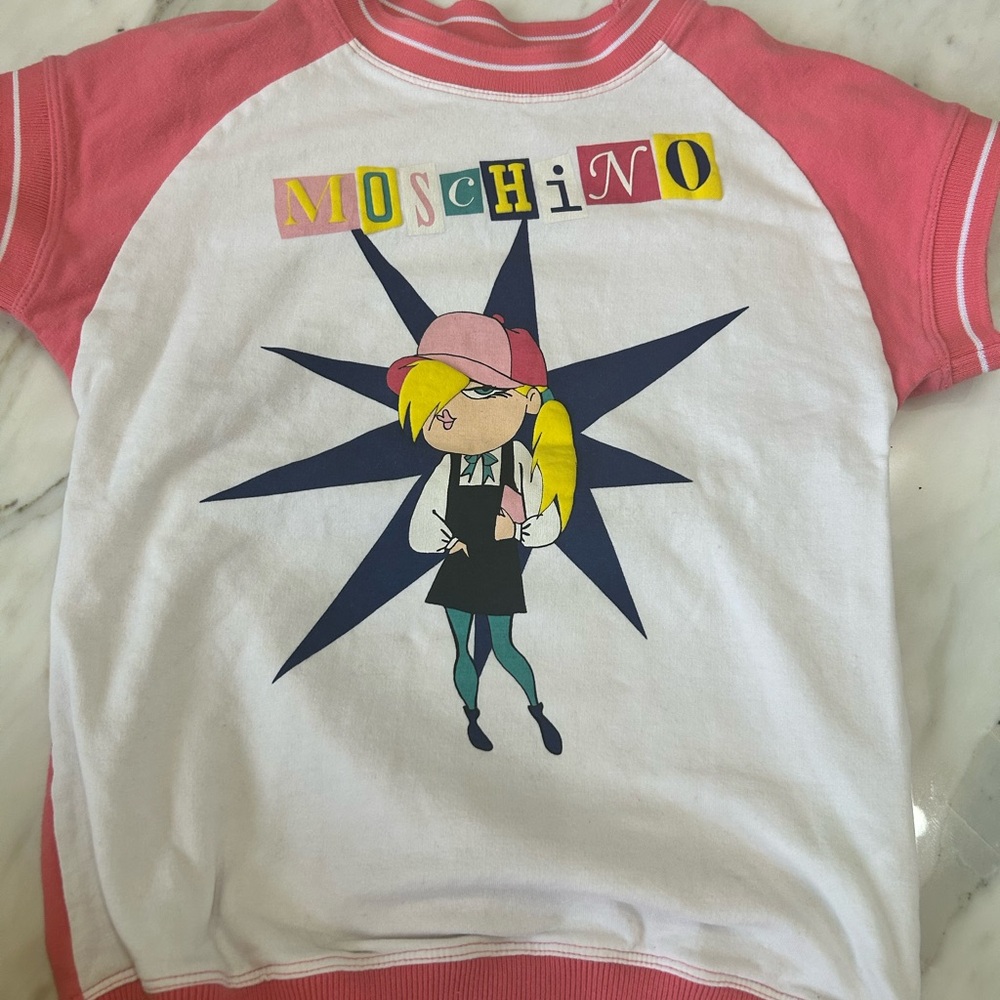 Moschino Kids Pink and White Graphic T-Shirt dress